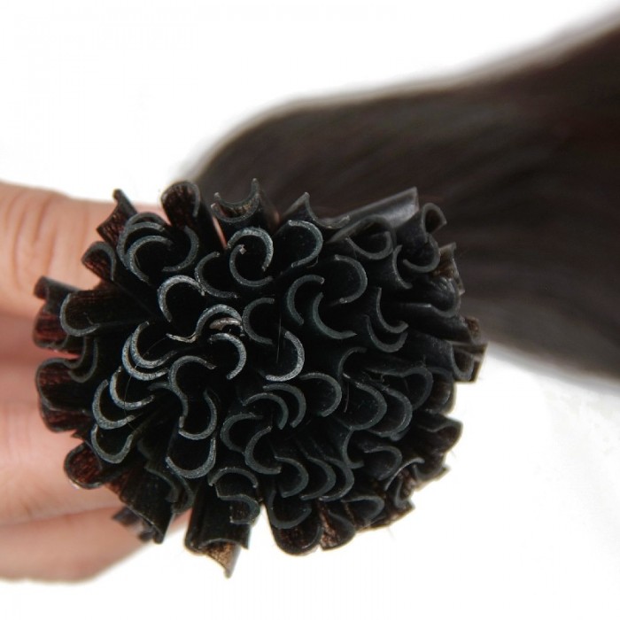 Kriyya Professional U-Tip Hair Extensions Nail Tip Hair-Off Black