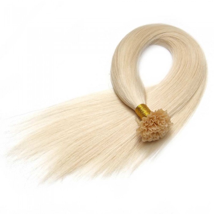 Kriyya Professional U-Tip Nail Hair Extensions-Platinum Blonde