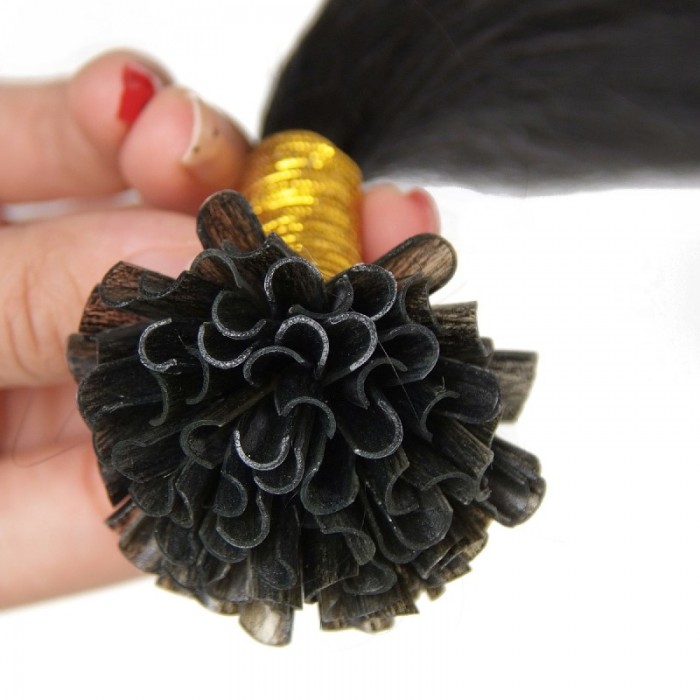 Kriyya U-Tip Hair Extensions Micro Nail Tip Hair Extensions Jet Black