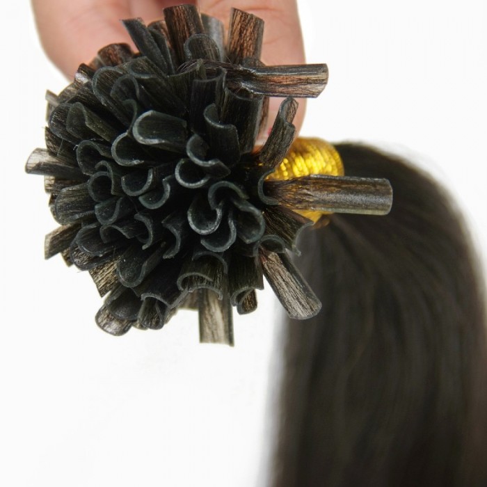 Kriyya U-Tip Hair Extensions Micro Nail Tip Hair Extensions Off Black