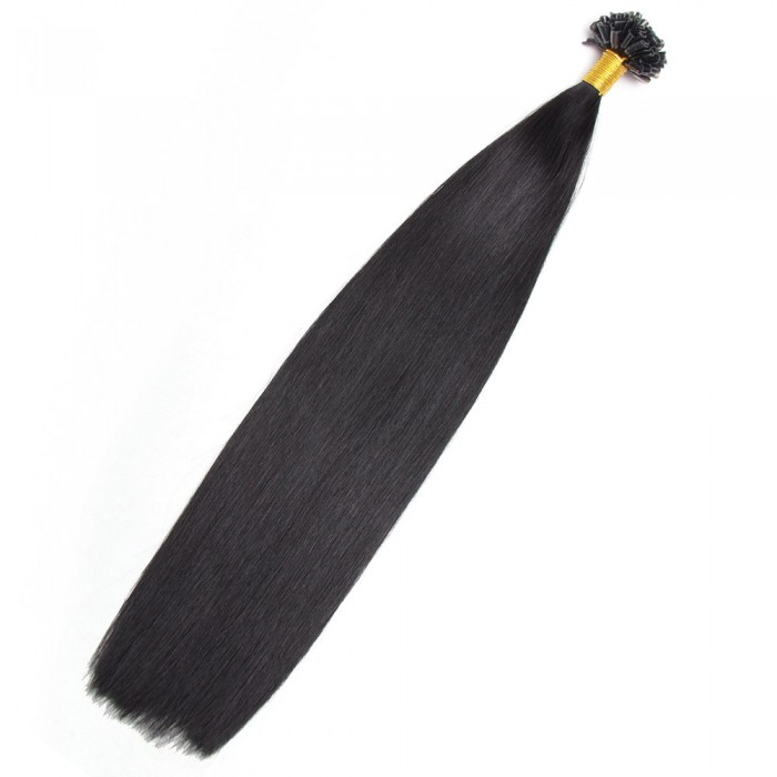 Kriyya Professional U-Tip Hair Extensions Nail Tip Hair-Jet Black