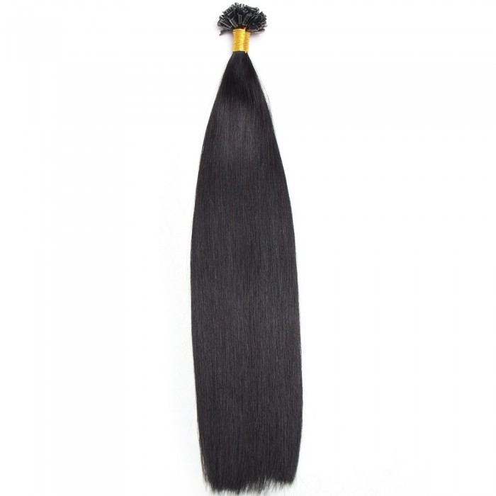 Kriyya Professional U-Tip Hair Extensions Nail Tip Hair-Jet Black