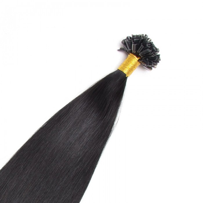 Kriyya Professional U-Tip Hair Extensions Nail Tip Hair-Jet Black