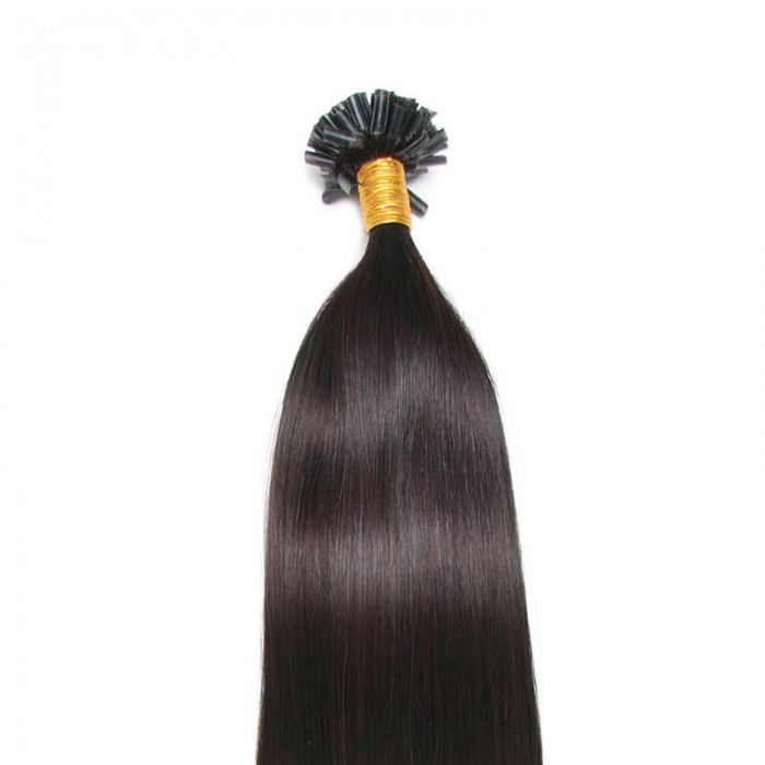 Kriyya Professional U-Tip Hair Extensions Nail Tip Hair-Off Black