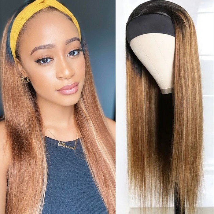UNice Blonde 13x4 Lace Front Straight Wig With Dark Brown Roots