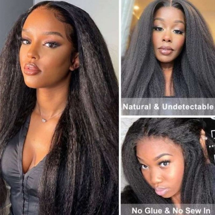 Kriyya V Part Yaki Straight Wig No Leave Out Human Hair Wig Upgrade U Part Wig Natural Color