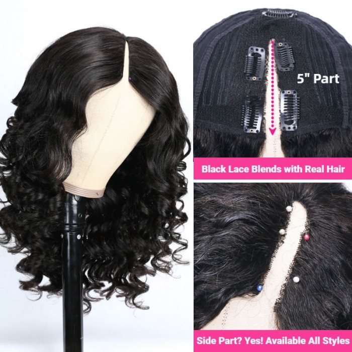 Kriyya V Part Body Wave Wig No Leave Out Human Hair Wig Upgrade U Part Wig 150% Density