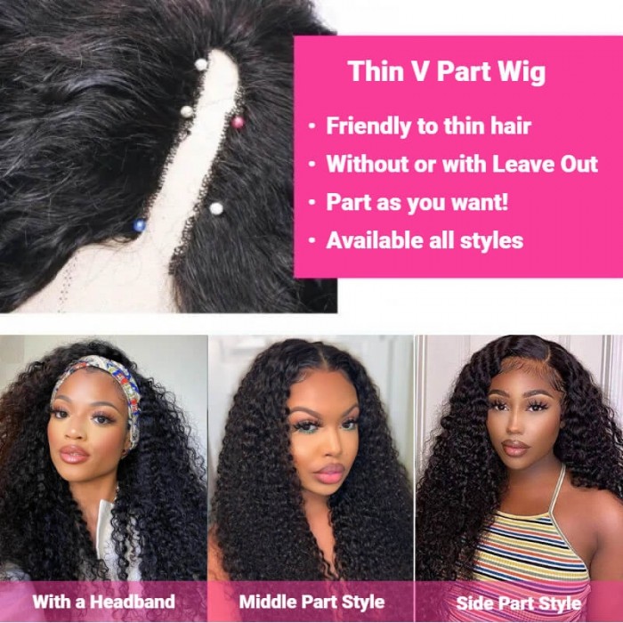 HOT: New V-Part Kinky Curly Wig No Leave Out