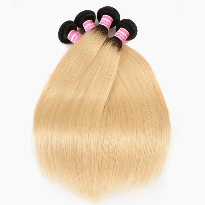 Kriyya Straight Human Hair 4 Bundles Deals T1B/613 Hair Color Peruvian Unprocessed Virgin Hair