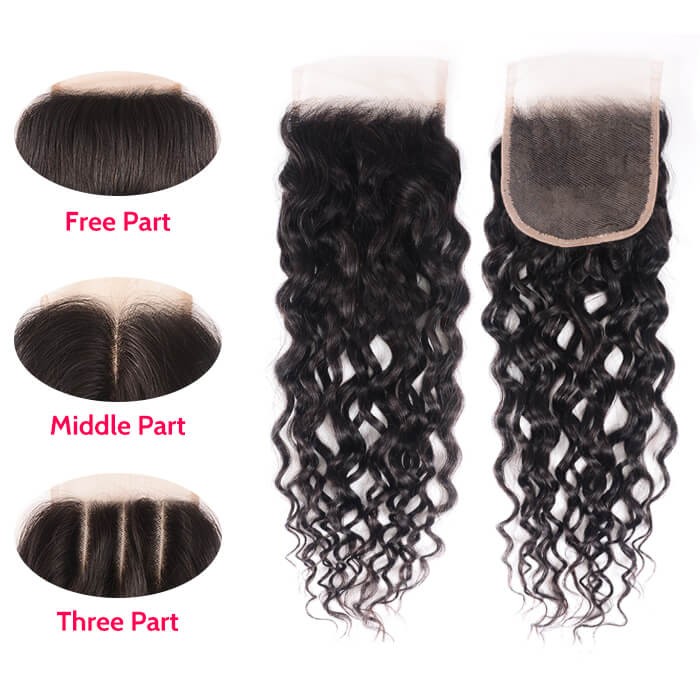 Kriyya Hot Sell Water Wave Human Hair 4x4 Lace Closure Sew In