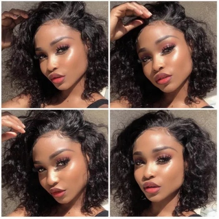 Kriyya Neat Spiral Curl Bob Wigs Natural Black Short Human Hair Lace Wigs 150% Density Glueless Hair