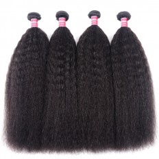Kriyya Kinky Straight Malaysian Virgin Hair 4 Bundles 100 Human Hair Weave