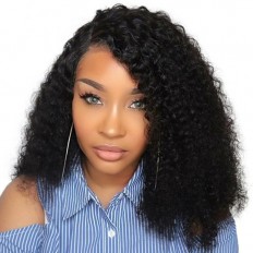Kriyya Latin Passion Brazilian Virgin Human Hair Wig With Slanted Bangs Ebony Black Wig No Glue Needed