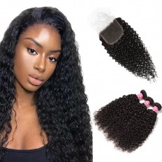 Kriyya Brazilian Deep Wave Hair Weave 3 Bundles With 5x5 HD