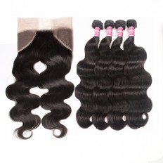 Kriyya Body Wave Human Hair 4 Bundles With 13x4 Lace Frontal Malaysian Hair 