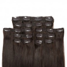 Kriyya 22 Inch Clip In Hair Extensions Human Hair Dark Brown Remy Hair