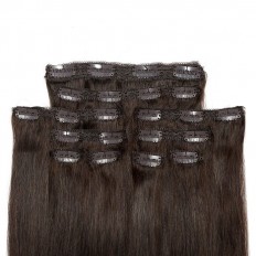Kriyya 24 Inch Clip In Hair Extensions Dark Brown Remy Hair