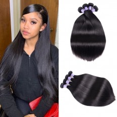 Kriyya Straight Hair Bundles Brazilian Virgin Remy Hair 4 Bundles 7A Hair