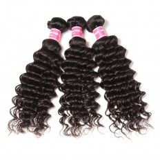 Kriyya Brazilian Deep Wave 3 Bundles Human Hair Weave 9A Virgin Hair