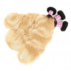 Kriyya Body Wave 100 Human Hair 3 Bundles Malaysian Hair T1B/613 Ombre