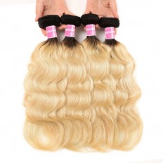 Kriyya Body Wave Bundles T1B/613 Color Ombre Brazilian Virgin Hair 4 Pcs