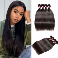 Kriyya Brazilian Virgin Hair 4 Bundles Straight Human Hair Weave 9A Virgin Hair