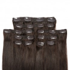 Kriyya 160g Clip In Hair Extensions Human Hair Dark Brown 100 Remy Human Hair