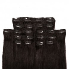 Kriyya Remy Clip In Hair Extensions Natural Black 24 Inch