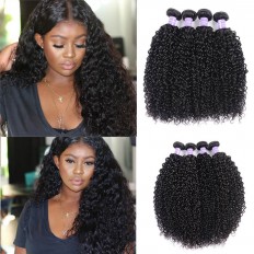 Kriyya Jerry Curly Hair 4 Bundle Deals Peruvian Human Hair Weave 7A Hair