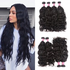 Kriyya Natural Wave Bundles 4 Pcs Brazilian Human Hair Weave