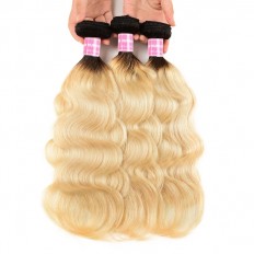 Kriyya Unprocessed Brazilian Body Wave 3 Bundle Deals T1B/613 Ombre Blonde Color