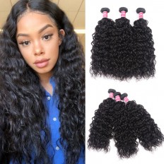 Kriyya Water Wave Hair 3 Bundles Brazilian Human Hair Weave 8-26 Inch
