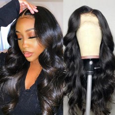 Kriyya Loose Deep Wave T Part 13X5 Lace Front Wigs Hand Tied Middle Part  Preplucked Human Hair Wigs With Baby Hair