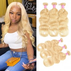 Kriyya Body Wave Hair 3 Bundles Hair Bundle Deals 613 Color Peruvian Hair