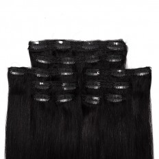 Kriyya Real Hair Extensions Clip In Jet Black Hair Color 24 Inch Hair Extensions