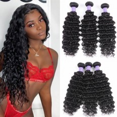 Kriyya Deep Wave Hair Malaysian Virgin Hair Weave 3 Pcs 7A Human Hair