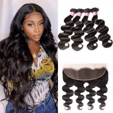 Kriyya Brazilian Body Wave 13x4 Ear To Ear Frontal And 4 Bundles