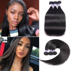 Kriyya Straight 100 Human Hair Weave 3 Pcs Peruvian 100% 7A Human Hair