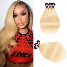 Kriyya Straight Hair T1B/613 Color 3 Bundles Hair Bundle Deals Peruvian Hair