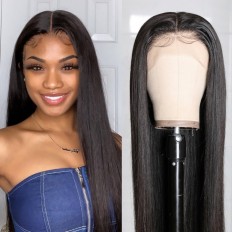 Kriyya Lace Part Wigs Straight Hair Middle Part Lace Frontal Wig 4 Inch Deep Part Lace Wigs
