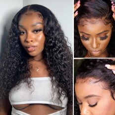 Kriyya Water Wave Lace Front Wig 13x4 Human Hair Wig Pre-Plucked 150% Density