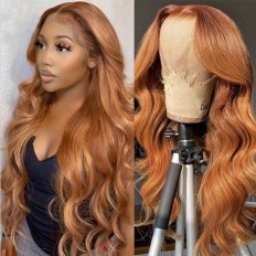 Kriyya New 4X4 Body Wave Lace Part Wig Rich Reddish Blonde Brown Color Human Hair Wig #30B