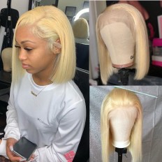 Kriyya Short Blonde Bob Lace Front Wig 613 Straight Human Hair Wigs For Sale