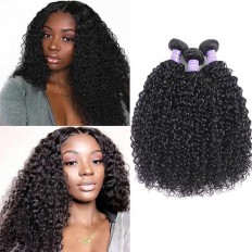 Kriyya Jerry Curly 3 Bundles Peruvian Unprocessed 7A Human Hair Weave