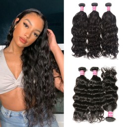 Kriyya Natural Wave Unprocessed Virgin Hair 3 Bundles Natural Hair Weave