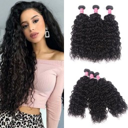 kriyya malaysian 3 Pcs water wave Virgin Human Hair with 4 4 Lace
