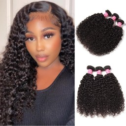 Kriyya Indian Curly Hair 3 Bundles Human Hair Weave 9A Virgin Hair