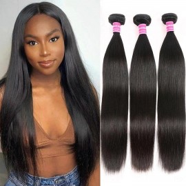 Kriyya Peruvian Hair Straight 3 Bundles Human Hair Extension 9A Virgin Hair