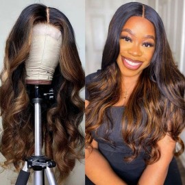 Kriyya 13X4 Lace Front Wigs Highlight Balayage #FB30 Body Wave Wig Shadow Root Blonde Wigs Favorable Price