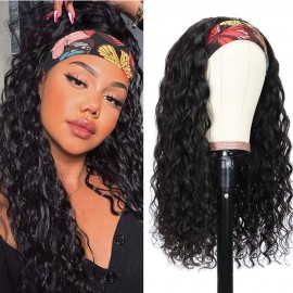Kriyya Water Wave Headband Wigs 150% Density Glueless Wigs Natural Color 14-26 Inch